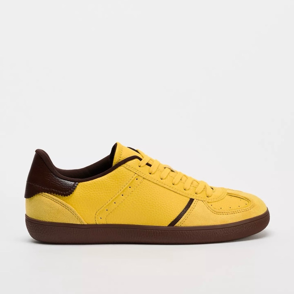 Zara Yellow and Brown Low-Top Sneakers